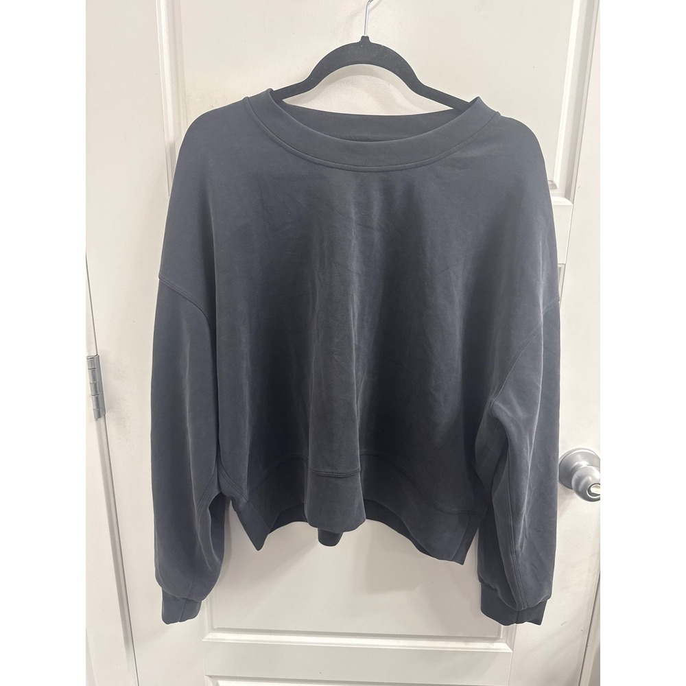 Lululemon Perfectly Oversized Crewneck Pullover Sweatshirt Black Size 12 LW3EZLS